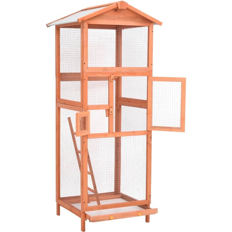 Vidaxl Cage À Oiseaux 68x62x166 Cm Bois De Sapin Massif