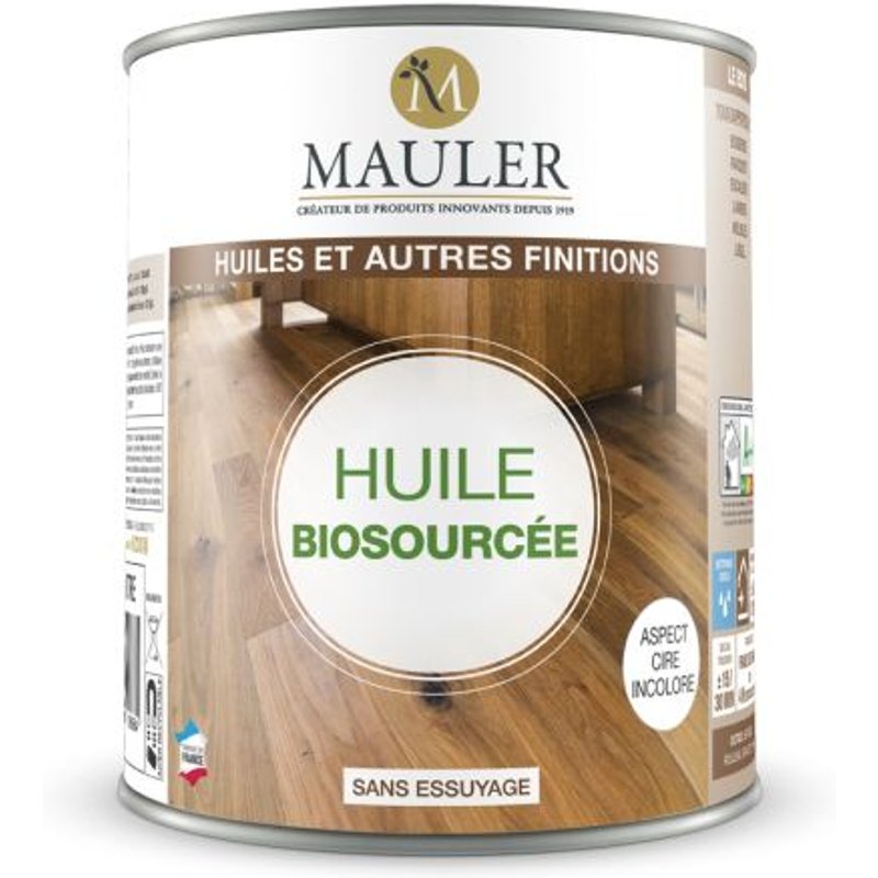 Huile biosourcée - 2,5 litres - incolore satiné aspect cire Mauler