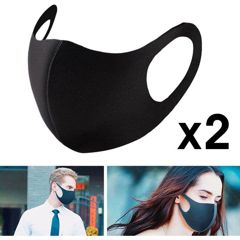 SHOP-STORY - 2 x Masque de bouche nez respirant réutilisable Unisexe en polyuréthane anti-poussière noir