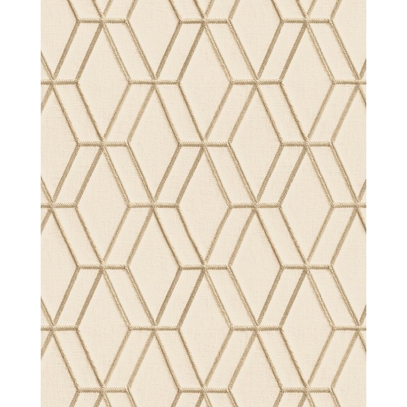 Papier peint à motifs graphiques Profhome DE120063-DI papier peint intissé gaufré à chaud gaufré avec un motif de losanges brillant beige or 5,33 m2