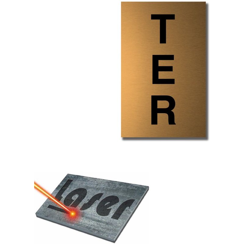 Plaque gravée autocollante 5x8cm Numéro de rue "TER" fond Or