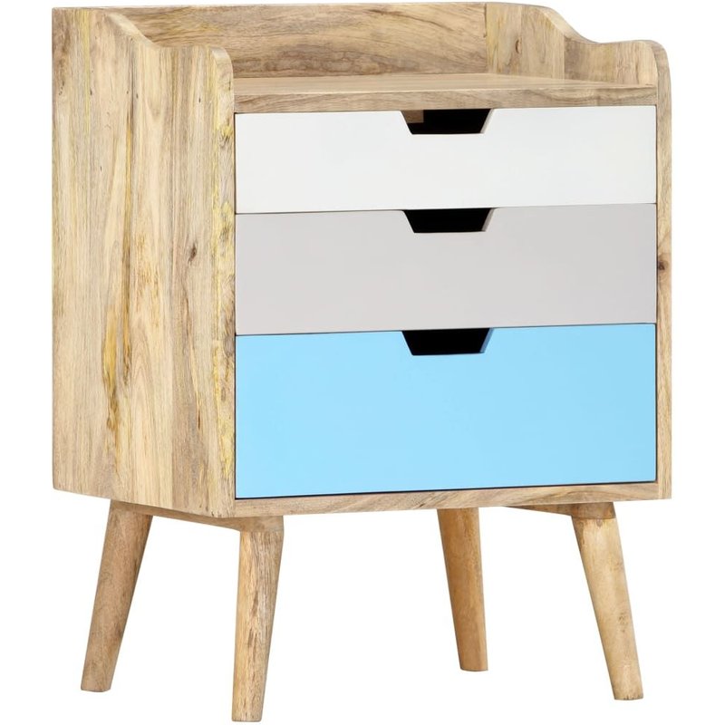 Table De Chevet 47x35x63 Cm Bois De Manguier Solide