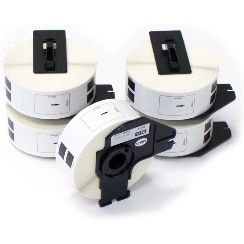 vhbw Rouleaux d'étiquettes, lot de 5x pièces 29mm x 90mm compatible avec Brother PT QL500BS, QL500BW, QL-550, QL-560, QL560VP imprimante d'étiquettes