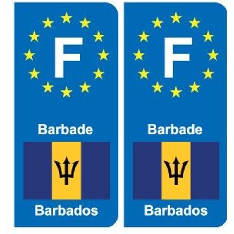 F Europe Barbade Barbados Autocollant Plaque - Couleur : Arrondis - Angles : Arrondis