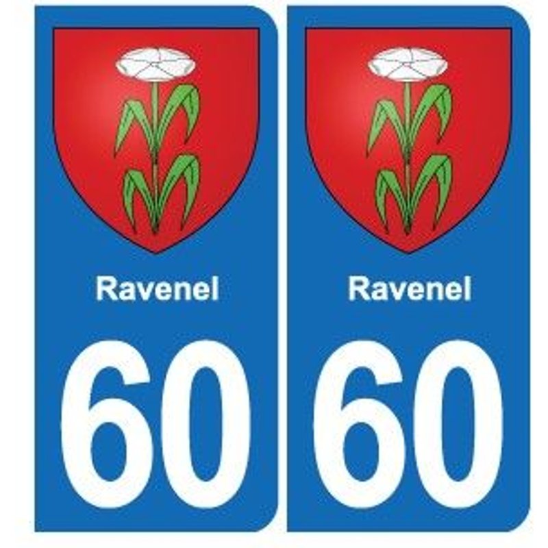 60 Ravenel Blason Autocollant Plaque Stickers Ville - Couleur : Arrondis - Angles : Arrondis