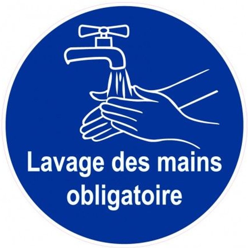 Sticker Lavage Des Mains Obligatoire Logo 2 - Se Laver Les Mains Obligation Législation Autocollant Sticker - Taille : 4 Cm - Couleur : Violet