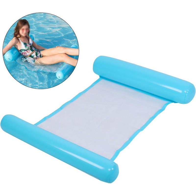 Chaise Flottante De Piscine Flottante De Hamac Pliable De Lit D'eau Gonflable Portative (Bleu)