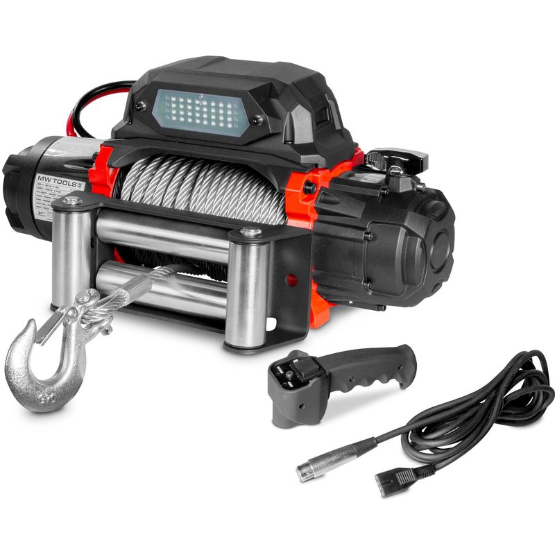 Treuil électrique 24V 5443 kg câble 26m acier télécommande sans fil MW Tools SEL550024