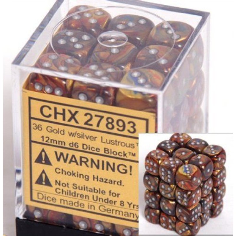 Chessex Chx27893 Dice - Lustrous 36d6 Gold/Silver