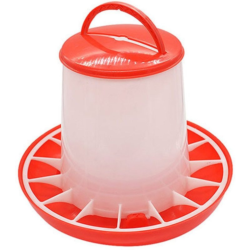 1.5kg Distributeur De Nourriture En Plastique Poulet Poussin Poule Mangeoires De Volaille Couvercle Poignée Ferme Animal Nourriture Bol Distributeur Alimentation Animaux Fournitures