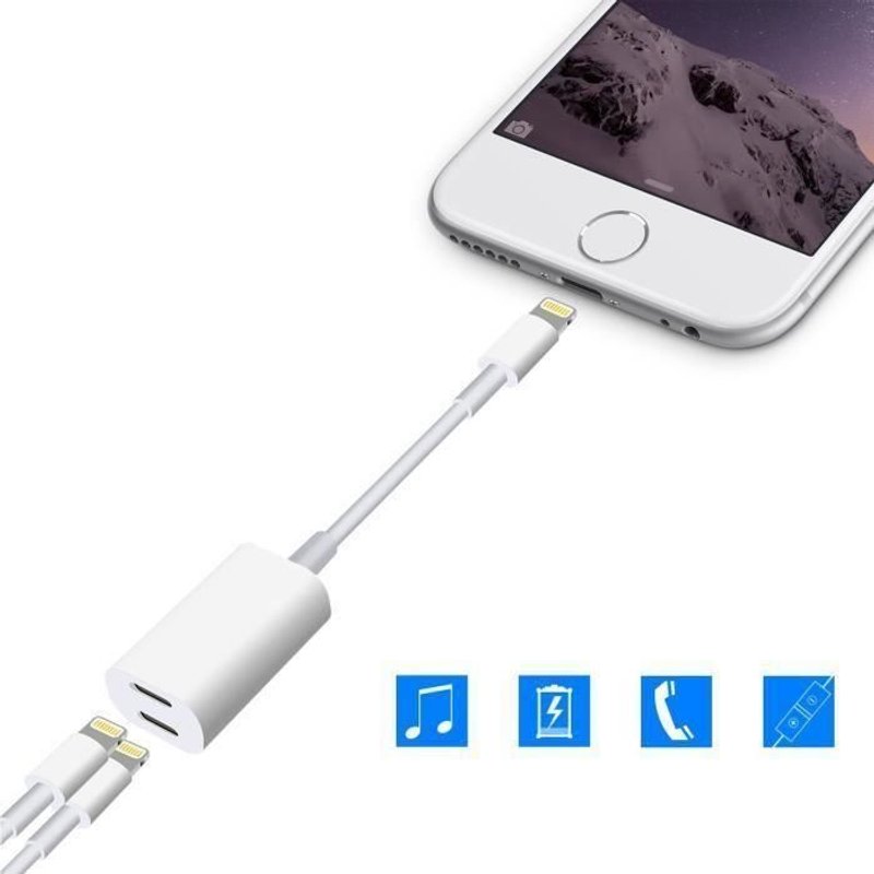Adaptateur Lightning compatible iPhone 7 / 8 / X, Double Rayon Casque Audio & ChargeAdaptateur,S'applique au dernier syst A37397