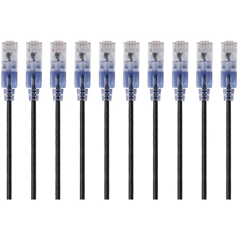 Câble Ethernet Cat6A de raccordement Monoprice - RJ45 sans accroc UTP Fils de cuivre nu et non traité 10G Calibre 30 AWG Pack de 10