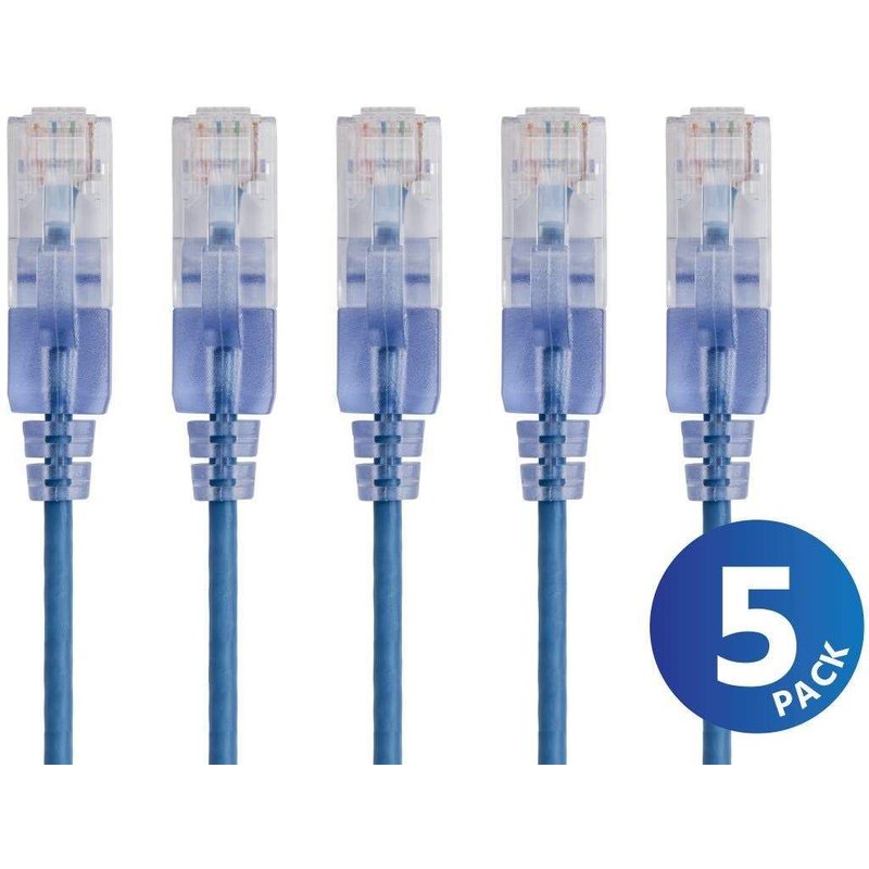 Câble Ethernet Cat6A de raccordement Monoprice - RJ45 sans accroc UTP Fils de cuivre nu et non traité 10 G Calibre 30 AWG Pack de 5