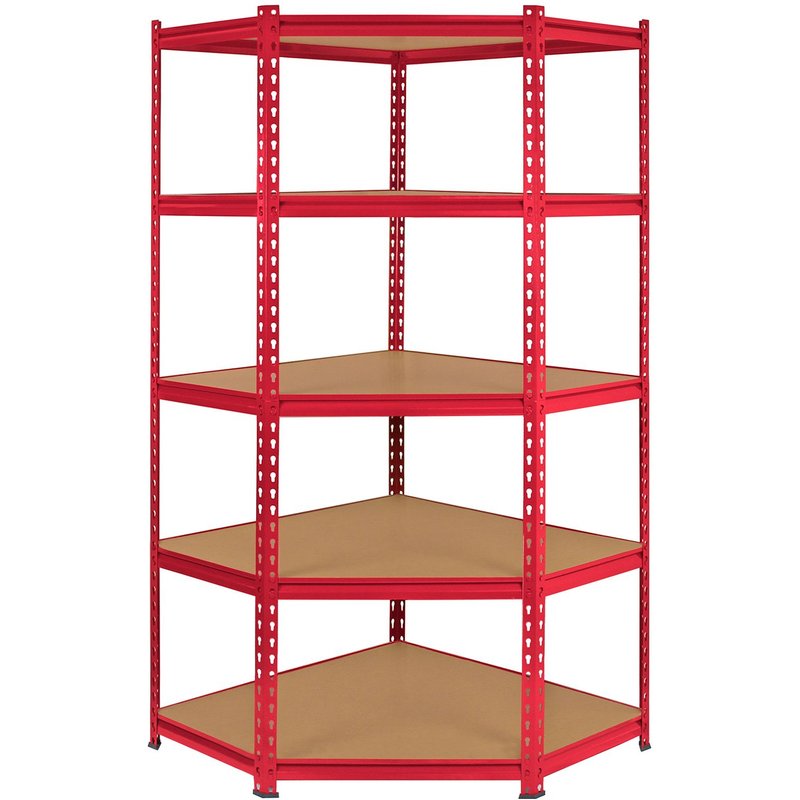 Rayonnage d'Angle Z-Rax en Acier Sans Boulons Rouge 90cm x 45cm x 183cm