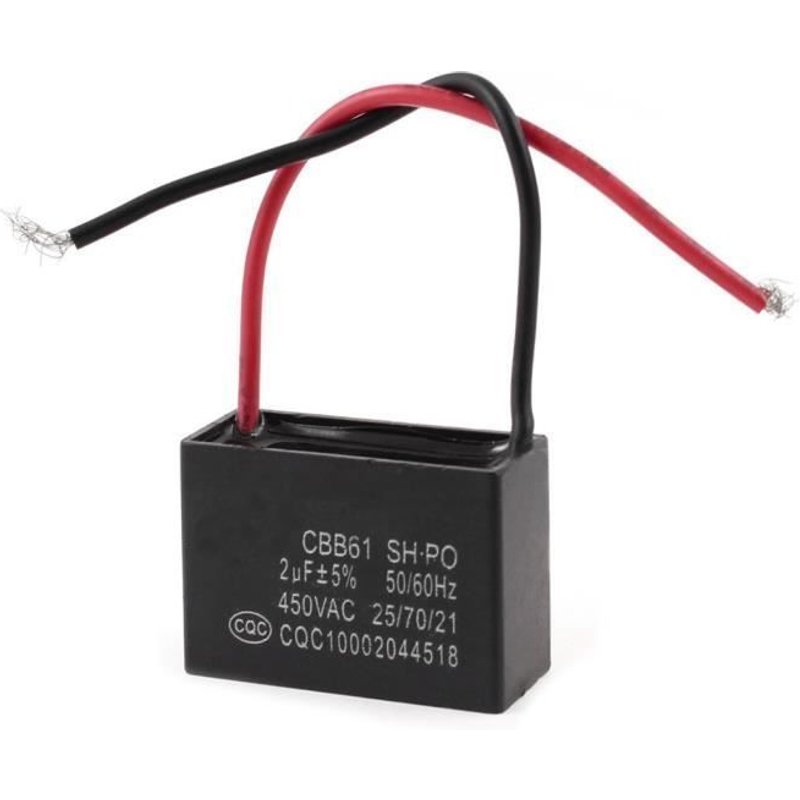 Partie AC 450V 2uF 50 - 60Hz Condensateur de Conduite de Moteur Noir CBB61 My01094