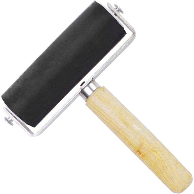 1 pièces en caoutchouc noir rouleau brosse bricolage artisanat Art peinture accessoires manche en bois en caoutchouc rouleau Art fournitures outils ménagers