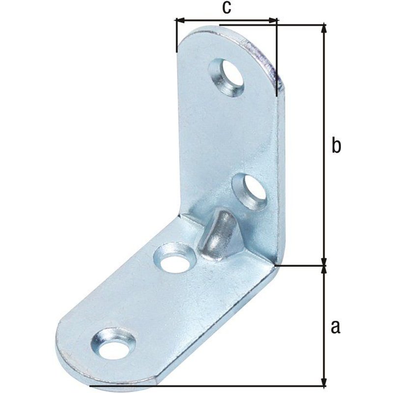 Équerre chaise nervurée bouts ronds zinguée 40x40x19