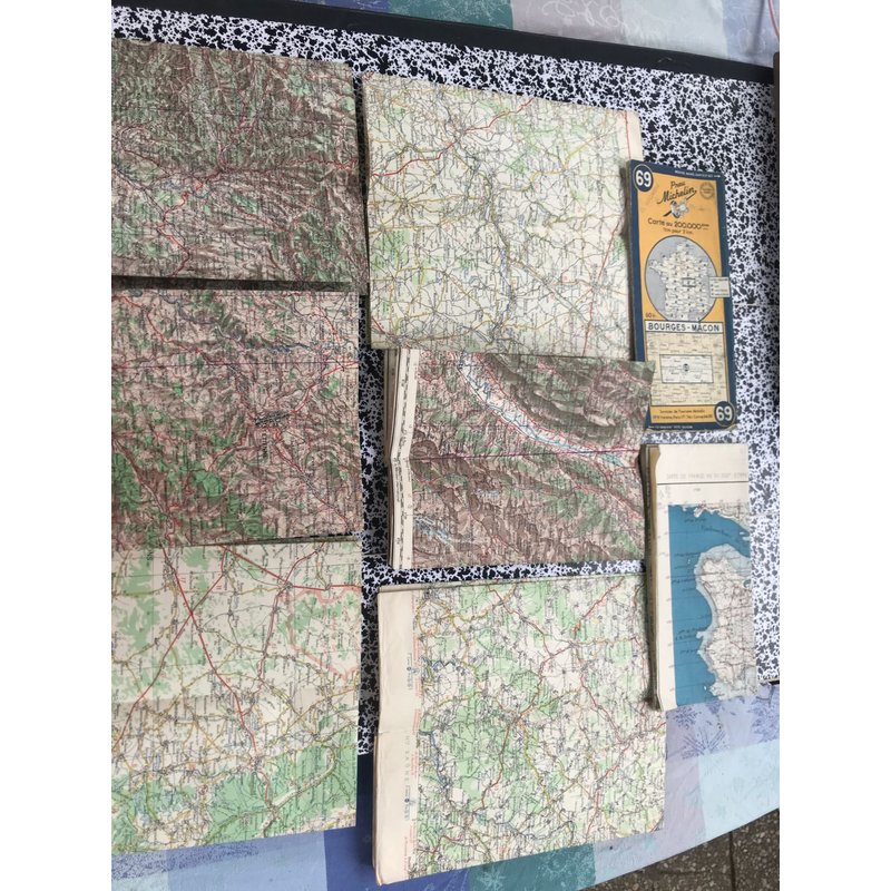 Cartes Routières : Feuilles 53, 54 Et 59 Cartes De France Et Des Frontières Au 200 000 E - Cartes Routières Manufactures Françaises Des Pneus Michelin 56, 62 Et 64 - La Roche Bernard - 69 Bourges Mac