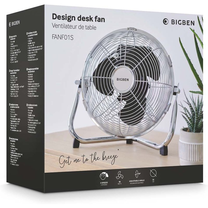Ventilateur de table en aluminium brossé ? FANF01S - BIGBEN