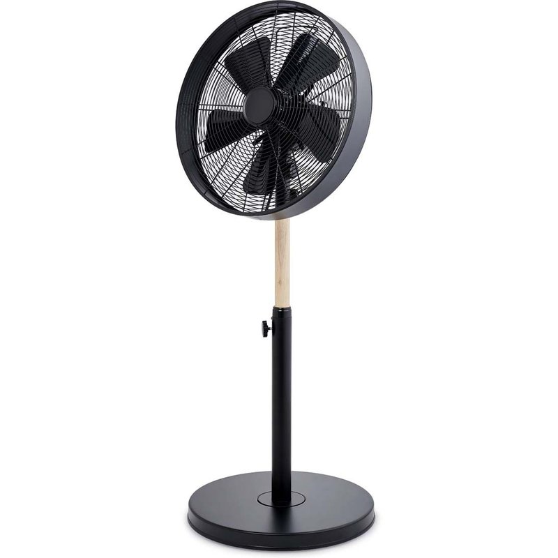 Ventilateur sur pied en bois et aluminium noir