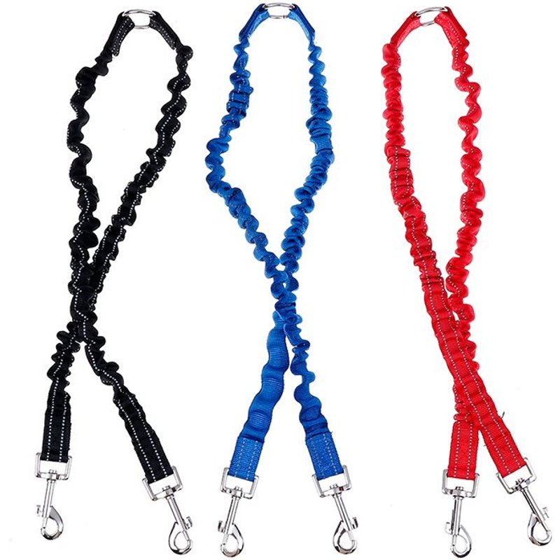 Laisse De Chien Double Élastique 3 Couleurs Avaliable Laisse De Chien Élastique Têtes De Marche Pour Coupleur D'animaux De Compagnie Pour 2 Chiens Jumeaux Séparateur De Laisses