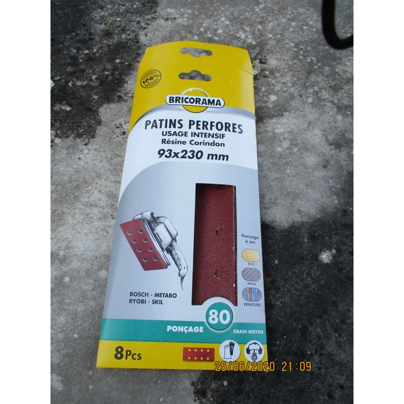 Patin corindon CC 93 perforé B 8T US - Grain 80 - SCID