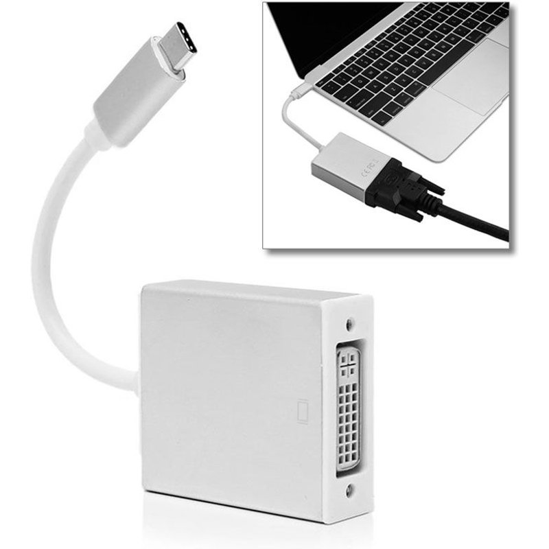 XM Adaptateur USB double câble adaptateur DVI hembra Carga USB-C convertisseur pour Macbook Pro conversation de type-c coup de foudre 3 3.1
