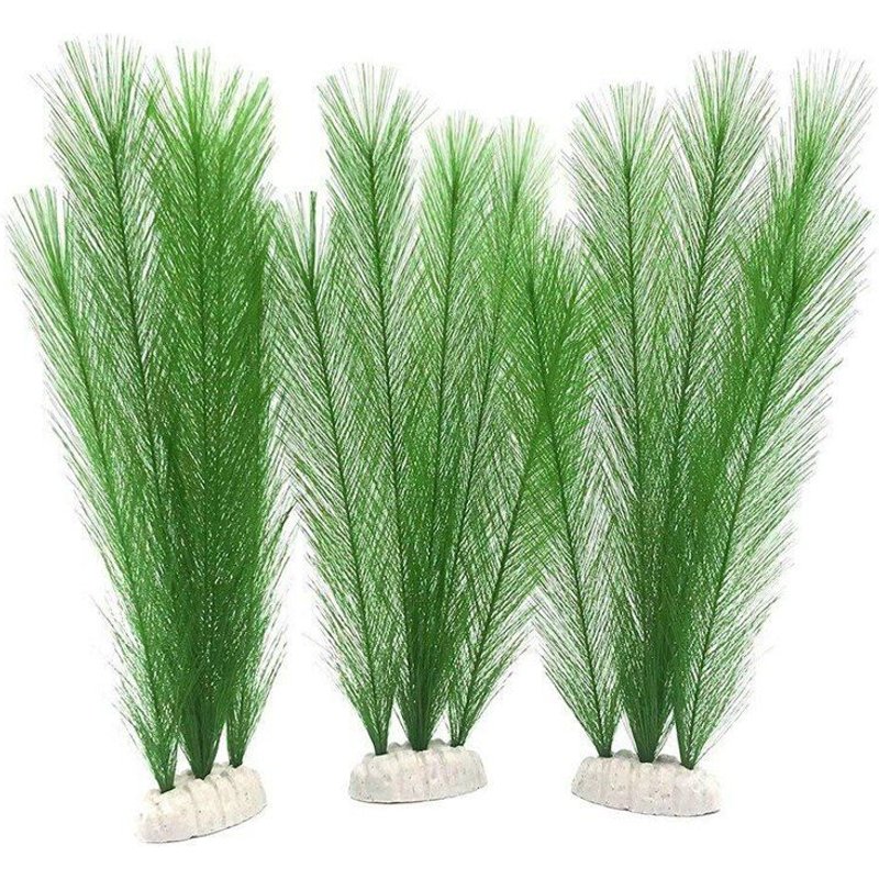 Xm 3 Pièces 11 Pouces Décorations D'aquarium Aquarium Plantes D'eau Vertes Artificielles Pour Tous Les Poissons Et Animaux De Compagnie