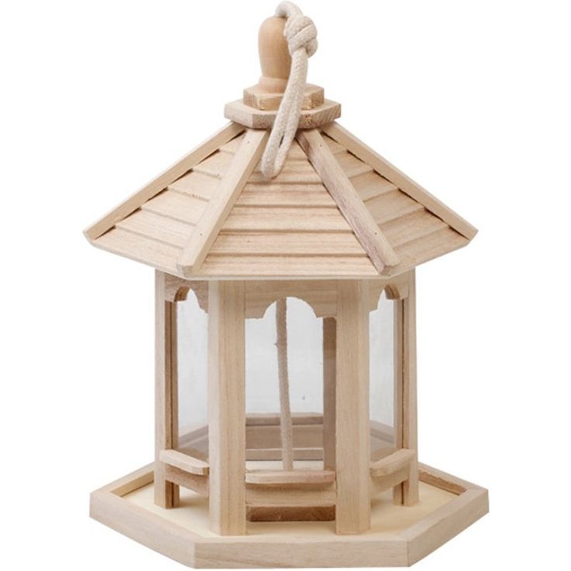 Xm Mangeoire Pour Oiseaux En Bois Maison À Oiseaux Nid Suspendu Avec Boucle Jardin Cour Jardin Extérieur Animaux De Compagnie Forme Hexagonale Avec Toit
