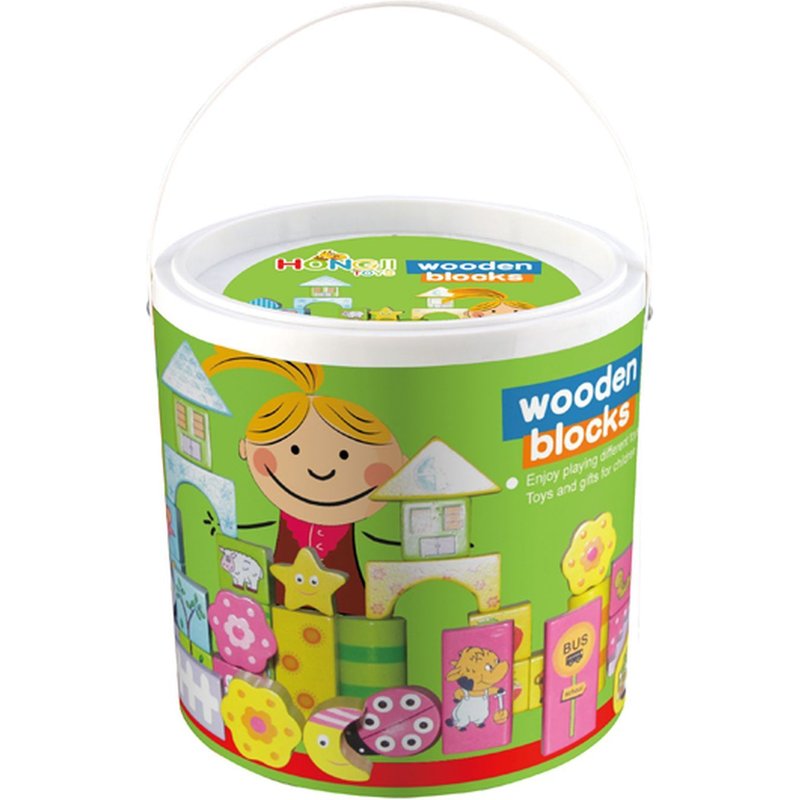 Jouet Brique De Construction En Bois - 60 Pièces