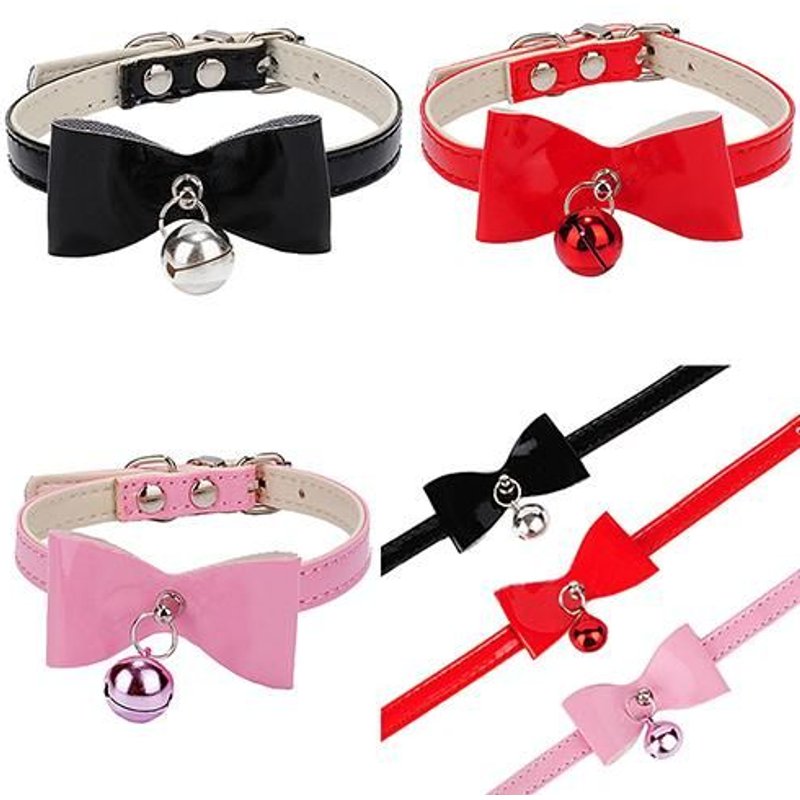 Xm Colliers En Faux Cuir Pour Chiens Ajustables Pour Chiots Chiens Pour Animaux Domestiques Collier À Boucle Noeud Papillon Laisse Pour Clochette Tailles Xs Fournitures Mignonnes