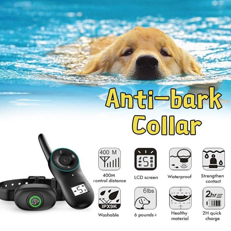 Xm 400m À Distance Électrique Collier De Chien Choc Vibration Rechargeable Étanche À La Pluie Collier De Dressage De Chien Avec Écran Lcd