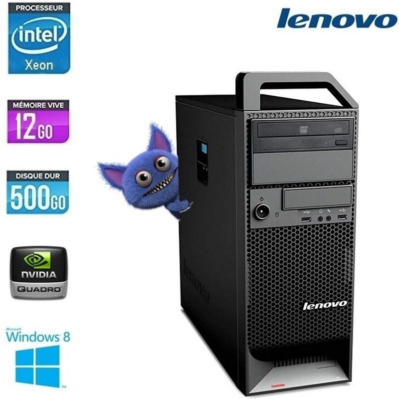 LENOVO THINKSTATION S30 XEON E5-1607 3.0GHZXeon-3.0 GHz 12 Go 500 Go Go DVDRW NVIDIA QUADRO K2000D Windows 8 Clavier+souris compatible AZERTY