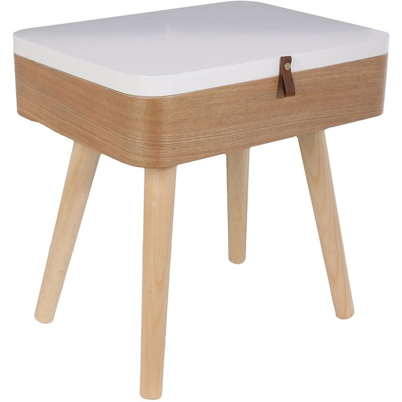 Table De Chevet Vintage Elin - L. 40 X H. 54 Cm - Blanc