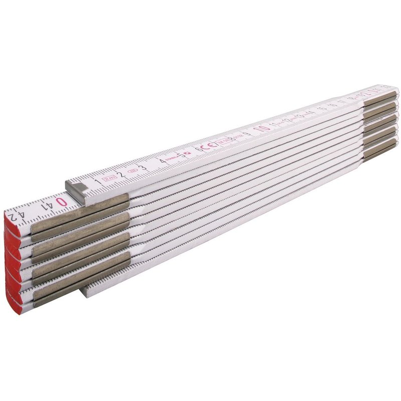 Stabila Mètre pliant en bois Type 1607, 2 m, blanc, graduations métriques - 01134