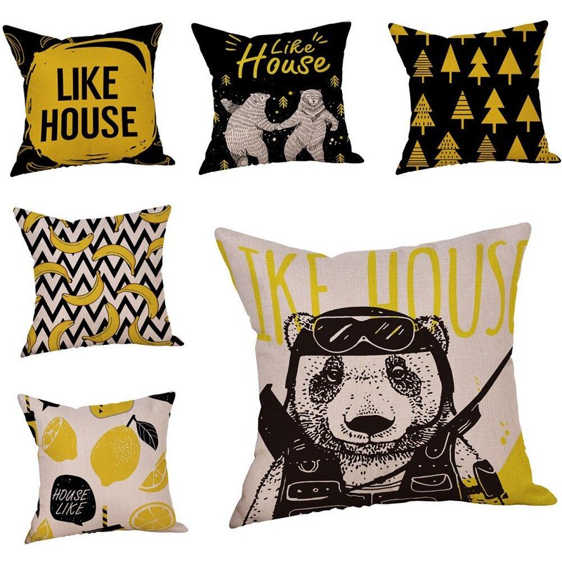 Xui Housse De Coussin Imprimé De 45x45cm Taie D'oreiller, Motif Animal Et Fruit, Taie D'oreiller, Décoration De Canapé, Chambre À Coucher