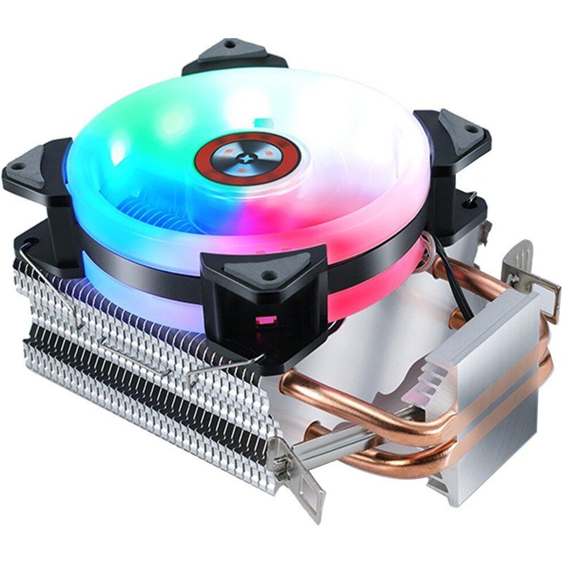 Double ouverture ventilateur refroidisseur de processeur nuit clignotant Durable à faible bruit ordinateur ailerons pratiques facile installer Led anti-poussière maison