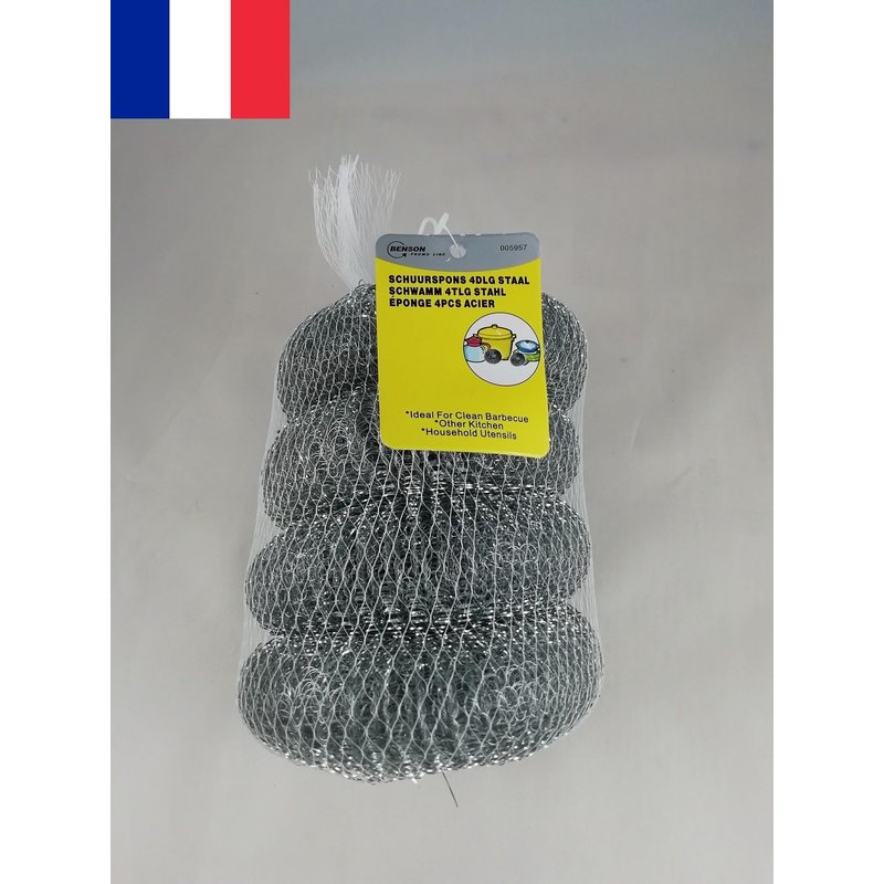 Lot de 8x éponge Grattante en Acier Tampon Grattoir à Récurer Paille de Fer 12 cm