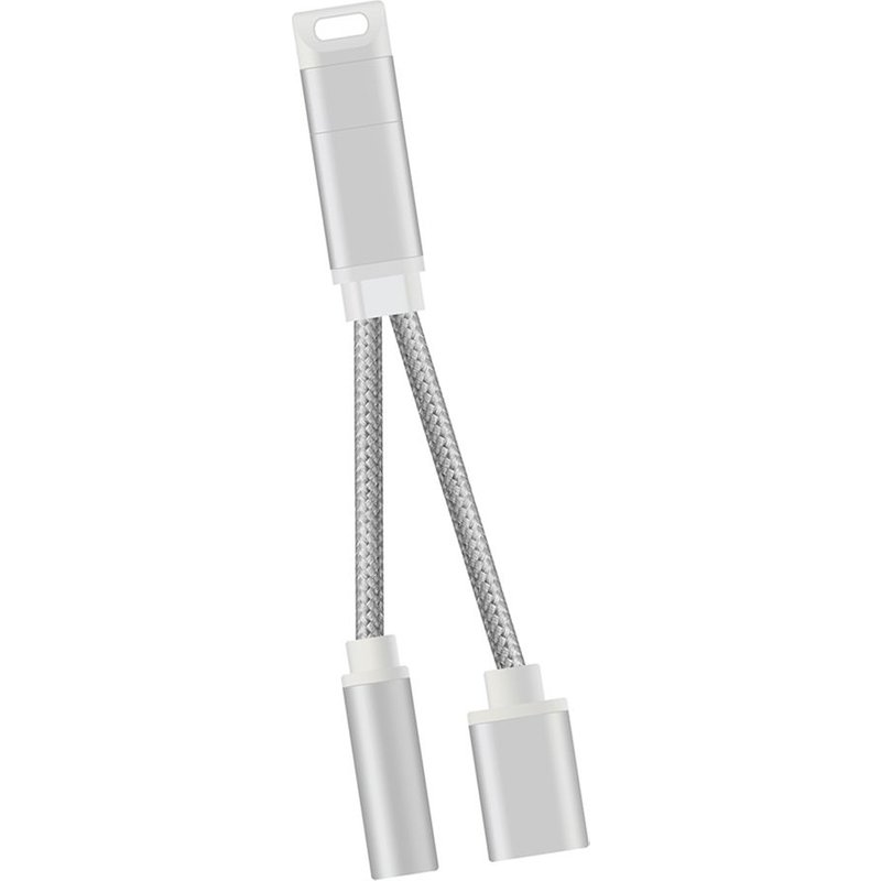 2 En 1 USB Type-C à 3,5 Mm Audio Jack Type Type C Câble De Charge Rapide argent