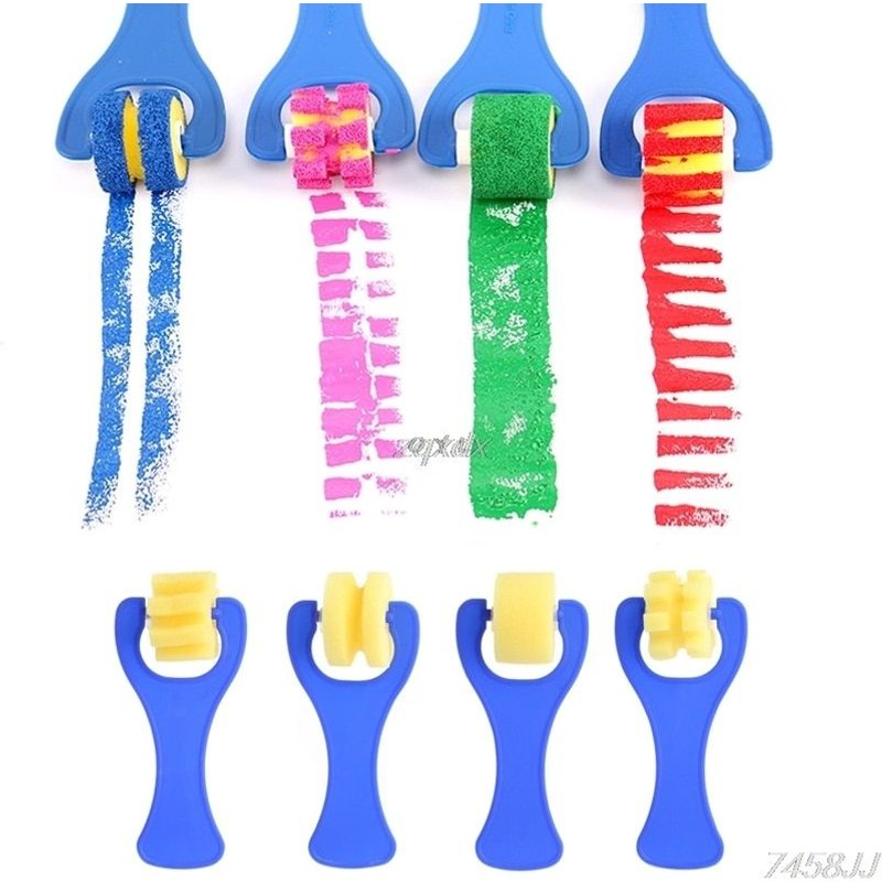 Mini rouleau de peinture en éponge bricolage Outil de peinture artistique pour enfants jouet préscolaire 4 pièces G15 livraison directe