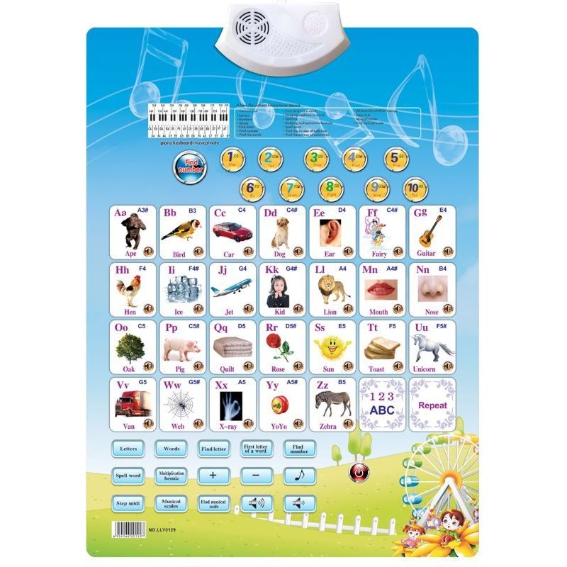 Bon66 Tableau Mural Alphabet Interactif Électronique? Abc Parlant Et 123s & Affiche De Musique Y4ud