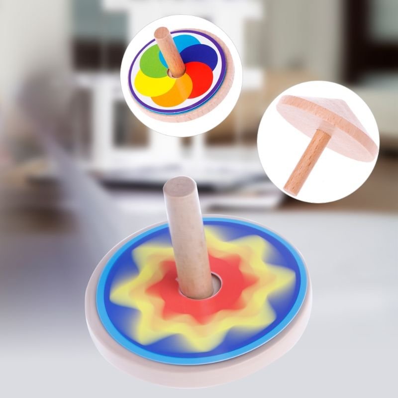 Bon66 Vintage Enfants Jouet En Bois Massif Toupie Gyroscope Classique Jeu Couverture De Papier Y4ud