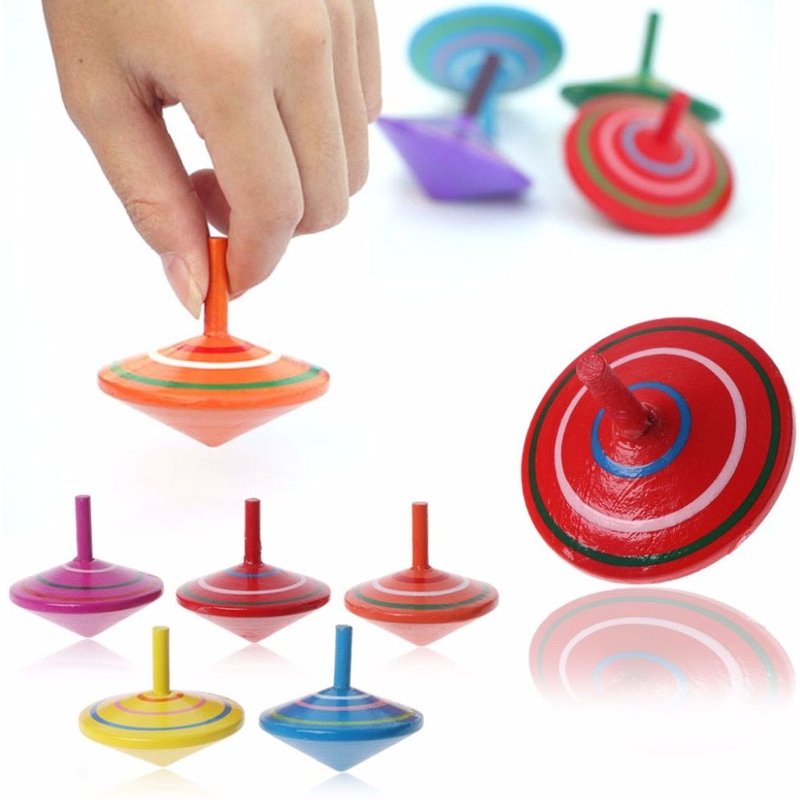 Bon66 Rotatif Multicolore En Bois Toupie Enfants Jouet Traditionnel Bébé Jouets