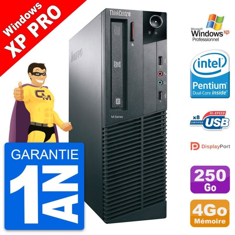 PC Lenovo ThinkCentre M82 SFF Intel G630 RAM 4Go Disque 250Go Windows XP