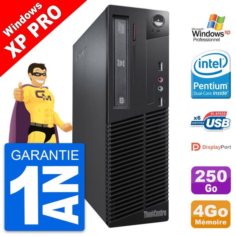 PC Lenovo ThinkCentre M73 SFF Intel G3220 RAM 4Go Disque 250Go Windows XP