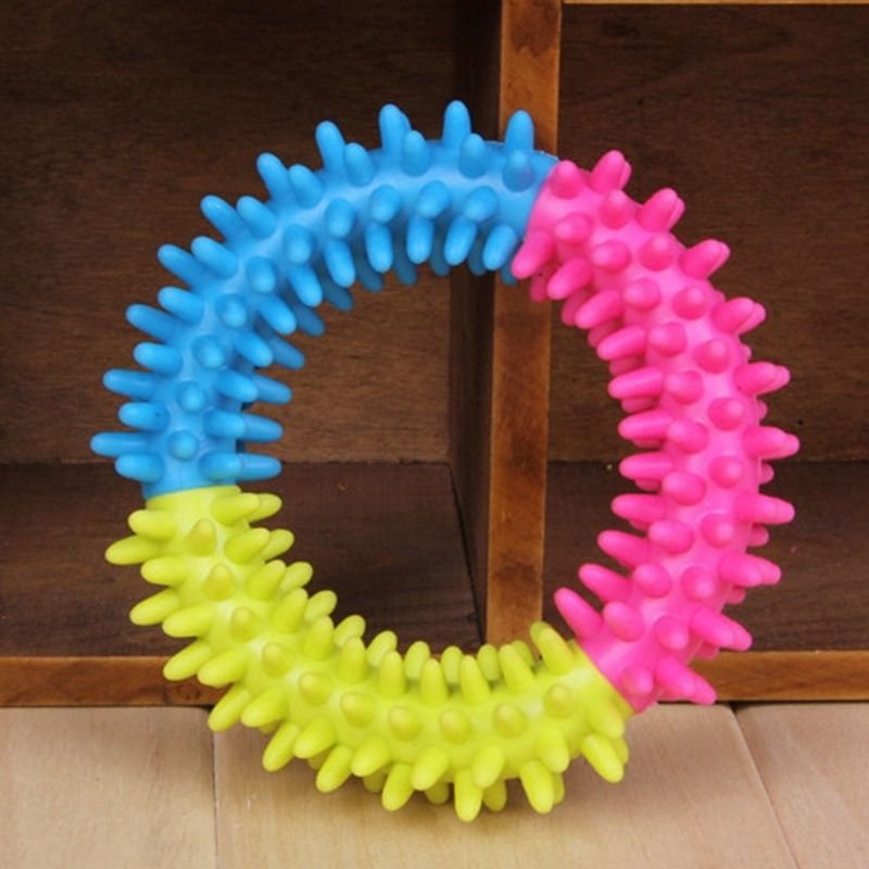 Xue Chat Molaire Divertissement Interactif Morsure Résistant Mandrin Anneau En Caoutchouc Chien Avec Épine Formation Trois Couleurs Jouet À Mâcher Pour Animaux De Compagnie