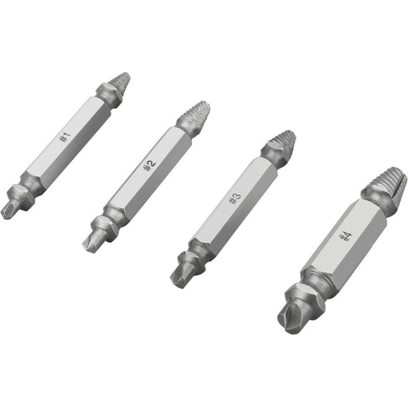 Extracteur de vis de rupture à Double tête en acier à grande vitesse de 4 pièces/ensemble