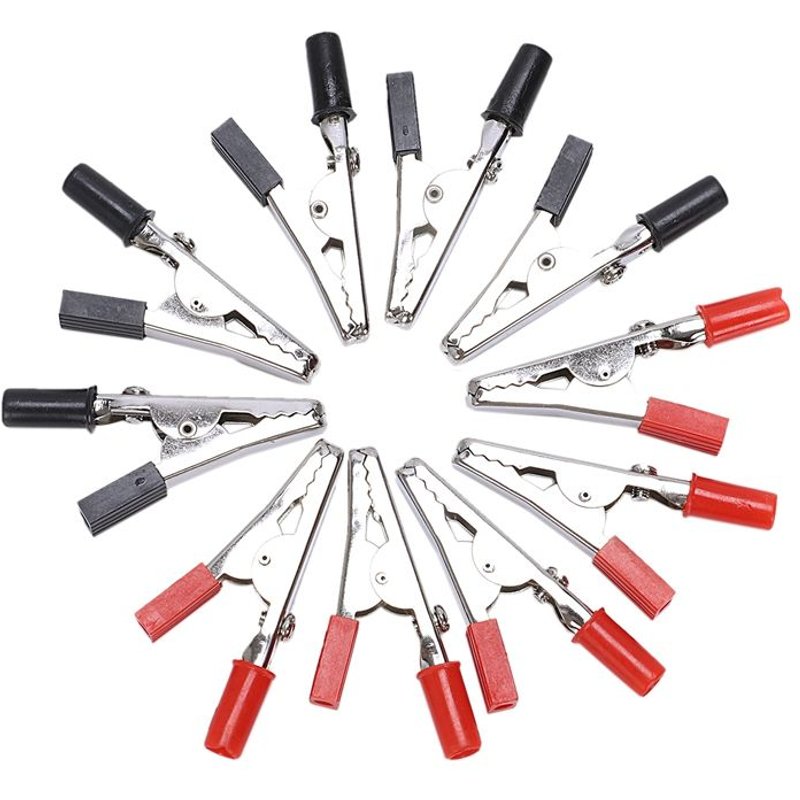 SODIAL(R) 10 pièces 50mm poignée en plastique sonde de Test pinces crocodiles en métal