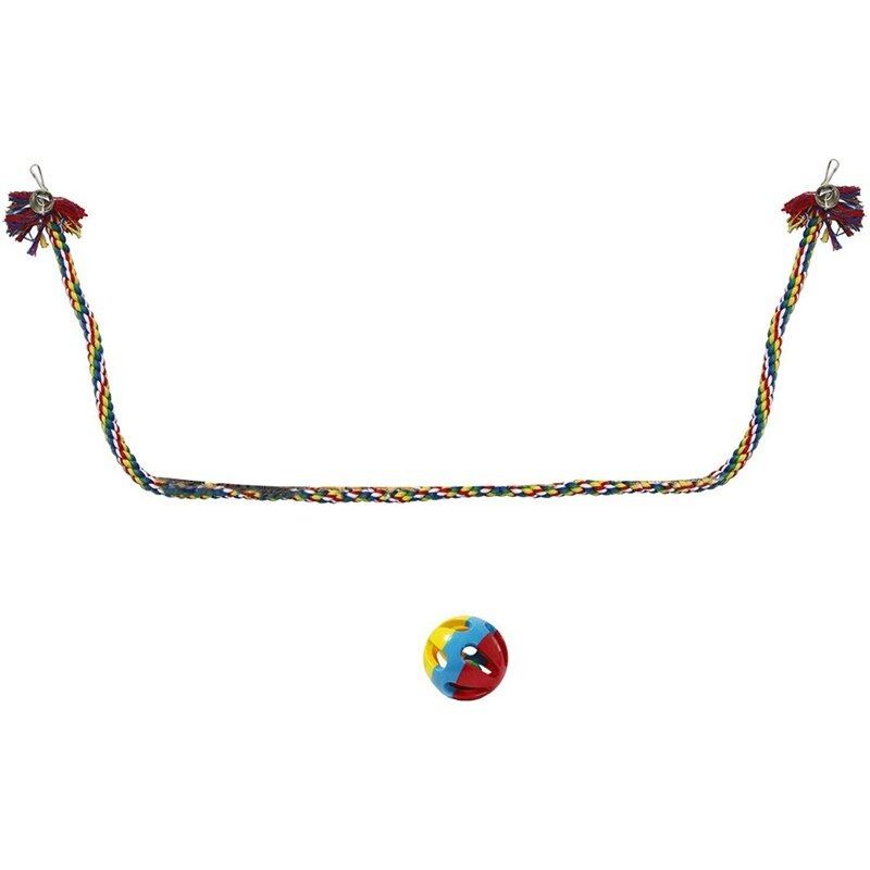 Balançoire De Poulet Grande Corde Perche Bungee Cordes D'escalade Avec Jeu Balle De Poulet Jouets Perroquet Oiseau Jouet 59 Pouces