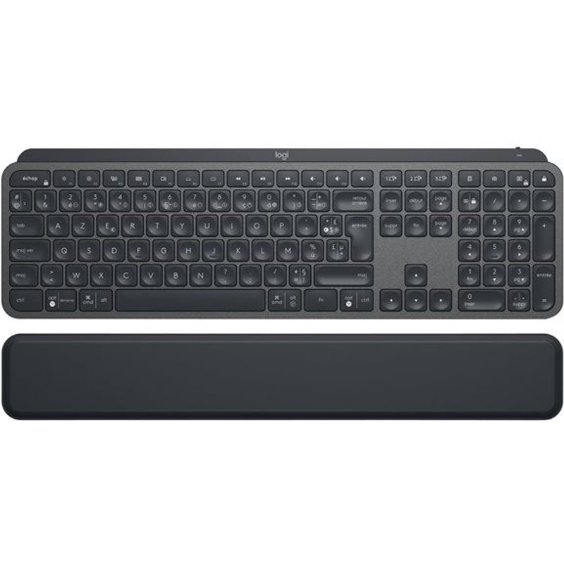 Logitech MX Keys - Clavier - rétroéclairé - sans fil - Bluetooth, 2.4 GHz - Français - graphite